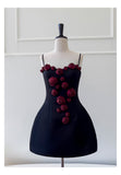 Pretty Ball Gown Spaghetti Straps Black Short Formal Homecoming Dresses Middle School Short 21st Birthday Outfits Graduation Dress Mini Cocktail Dresses HZ1121