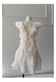 Pretty A line V Neck Ivory Chiffon Short Formal Homecoming Dresses Middle School Short 21st Birthday Outfits Graduation Dress Mini Cocktail Dresses HZ1121