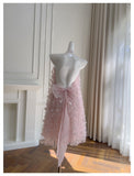 Pretty A Line High Neck Pink Lace Formal Homecoming Dresses Middle School Short 21st Birthday Outfits Graduation Dress Mini Cocktail Dresses HZ1121