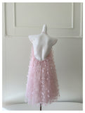 Pretty A Line High Neck Pink Lace Formal Homecoming Dresses Middle School Short 21st Birthday Outfits Graduation Dress Mini Cocktail Dresses HZ1121