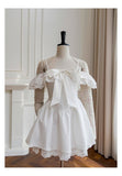Pretty A line Off The Shoulder White Short Formal Homecoming Dresses Middle School Short 21st Birthday Outfits Graduation Dress Mini Cocktail Dresses HZ1121