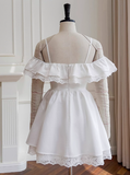 Pretty A line Off The Shoulder White Short Formal Homecoming Dresses Middle School Short 21st Birthday Outfits Graduation Dress Mini Cocktail Dresses HZ1121