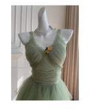 Pretty A Line Sage Green Tulle Formal Homecoming Dresses Middle School Short 21st Birthday Outfits Graduation Dress Mini Cocktail Dresses HZ1121
