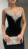 Modest Mermaid Straps Sequin Long Black Evening Party Gowns Evening Dress Special Formal Dresses Prom Dress HZ1121
