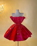 Trendy Ball Gown Strapless Red Mini Short Formal 8th Grade Homecoming Dresses Summer Middle School Hoco Dress Homecoming Outfits HZ1121