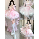 Vintage Ball Gown Spaghetti Straps Pink Mini Summer 16th Birthday Dress Lolita Dress Mini 18th Birthday Outfits Short Lolita Outfit HZ1121