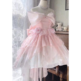 Vintage Ball Gown Off The Shoulder Pink Mini Summer 16th Birthday Dress Lolita Dress Mini 18th Birthday Outfits Short Lolita Outfit HZ1121