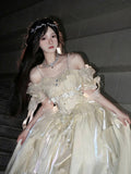 Vintage Ball Gown Off The Shoulder Half Sleeves 21st Birthday Dress Lolita Dress Ivory Long Birthday Outfits HZ1121
