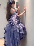 Vintage Ball Gown Spaghetti Straps Chiffon Light Grape Summer 18th Birthday Dress High Low Ombre Pink Lolita Dress 18th Birthday Outfits HZ1121