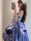 Vintage Ball Gown Spaghetti Straps Chiffon Light Grape Summer 18th Birthday Dress High Low Ombre Pink Lolita Dress 18th Birthday Outfits HZ1121