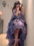 Vintage Ball Gown Spaghetti Straps Chiffon Light Grape Summer 18th Birthday Dress High Low Ombre Pink Lolita Dress 18th Birthday Outfits HZ1121