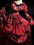 Vintage Ball Gown Off The Shoulder Burgundy Wine Red 21st Birthday Dress Lolita Dress Long Birthday Outfits HZ1121