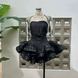 Modest Ball Gown Strapless Pink Satin Short Formal Homecoming Dress Middle School Short 20th Birthday Outfits Graduation Dress Cocktail Dresses HZ1121