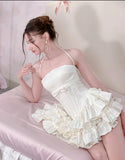 Modest Ball Gown Strapless Pink Satin Short Formal Homecoming Dress Middle School Short 20th Birthday Outfits Graduation Dress Cocktail Dresses HZ1121