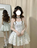 Modest A line Sweetheart Floral Blue Short Formal Homecoming Dress Middle School Short 18th Birthday Outfits Graduation Dress Cocktail Dresses HZ1121