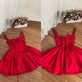 Simple A line Square Neck White Short Homecoming Dress Summer Hoco Dresses Mini Cocktail Dress HZ1121