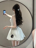 Simple A line Square Neck White Short Homecoming Dress Summer Hoco Dresses Mini Cocktail Dress HZ1121
