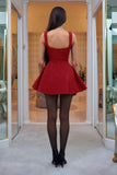 Simple A line Square Neck Red Short Homecoming Dress Summer Hoco Dresses Mini Cocktail Dress HZ1121
