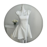 Simple A line Square Neck Black Short Homecoming Dress Summer Hoco Dresses Mini Cocktail Dress HZ1121