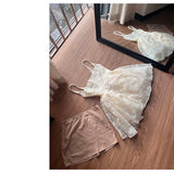 Pretty A line Square Neck White Lace Formal Homecoming Dresses Short 16th Birthday Outfits Graduation Dress Mini Cocktail Dresses HZ1121