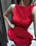 Sexy Sheath Scoop Neck Red Short Homecoming Dress Summer Hoco Dresses Mini Cocktail Dress HZ1121