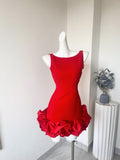 Sexy Sheath Scoop Neck Red Short Homecoming Dress Summer Hoco Dresses Mini Cocktail Dress HZ1121