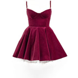 Pretty A line Spaghetti Straps Velvet Formal Homecoming Dresses Short 16th Birthday Outfits Graduation Dress Mini Cocktail Dresses HZ1121