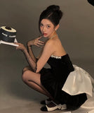 Pretty Ball Gown Sweetheart Black Velvet Formal Homecoming Dresses 21st Birthday Outfits Graduation Dress Short Mini Cocktail Dresses HZ1121