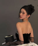 Pretty Ball Gown Sweetheart Black Velvet Formal Homecoming Dresses 21st Birthday Outfits Graduation Dress Short Mini Cocktail Dresses HZ1121