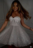 Cute A line Spaghetti Straps Sequin Formal 8th Grade Homecoming Dresses Short Summer Middle School Hoco Dress Tight Homecoming Outfits HZ1121