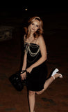 Pretty Sheath Tight Spaghetti Straps Black Formal Homecoming Dresses Short 16th Birthday Outfits Graduation Dress Hoco Dresses HZ1121