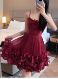 Modest Ball Gown Spaghetti Straps Dusty Blue Formal Homecoming Dresses Short 16th Birthday Outfits Graduation Dress Mini Hoco Dresses HZ1121