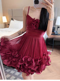 Modest Ball Gown Spaghetti Straps Dusty Blue Formal Homecoming Dresses Short 16th Birthday Outfits Graduation Dress Mini Hoco Dresses HZ1121
