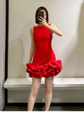Sexy Sheath Scoop Neck Red Satin Short Homecoming Dress Summer Hoco Dresses Mini Cocktail Dress HZ1121