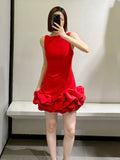 Sexy Sheath Scoop Neck Red Satin Short Homecoming Dress Summer Hoco Dresses Mini Cocktail Dress HZ1121