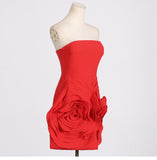 Cute A Line Strapless Red Satin Formal Homecoming Dresses 18th Birthday Outfits Graduation Dress Short Mini Hoco Dresses HZ1121