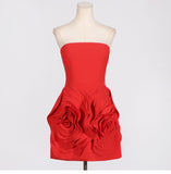 Cute A Line Strapless Red Satin Formal Homecoming Dresses 18th Birthday Outfits Graduation Dress Short Mini Hoco Dresses HZ1121