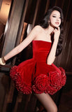 Sexy Ball Gown Strapless Red Satin Formal Homecoming Dresses 18th Birthday Outfits Graduation Dress Short Mini Hoco Dresses HZ1121
