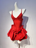 Cute A Line Spaghetti Straps Red Satin Formal Homecoming Dresses 16th Birthday Outfits Graduation Dress Short Mini Hoco Dresses HZ1121