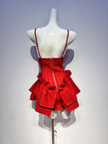 Cute A Line Spaghetti Straps Red Satin Formal Homecoming Dresses 16th Birthday Outfits Graduation Dress Short Mini Hoco Dresses HZ1121