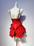 Cute A Line Spaghetti Straps Red Satin Formal Homecoming Dresses 16th Birthday Outfits Graduation Dress Short Mini Hoco Dresses HZ1121