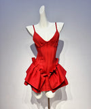 Cute A Line Spaghetti Straps Red Satin Formal Homecoming Dresses 16th Birthday Outfits Graduation Dress Short Mini Hoco Dresses HZ1121