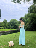 Elegant A Line Sweetheart Blue Chiffon Long Prom Dresses Party Dress 21st Birthday Outfits Graduation Dresses HZ1121