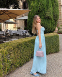 Elegant A Line Sweetheart Blue Chiffon Long Prom Dresses Party Dress 21st Birthday Outfits Graduation Dresses HZ1121