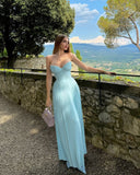 Elegant A Line Sweetheart Blue Chiffon Long Prom Dresses Party Dress 21st Birthday Outfits Graduation Dresses HZ1121