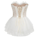 Sexy A line Strapless Lace White Formal Homecoming Dresses 18th Birthday Outfits Graduation Dress Short Mini Hoco Dresses HZ1121