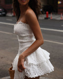 Modest Sheath Strapless Tight White Lace Formal Homecoming Dresses 18th Birthday Outfits Graduation Dress Short Hoco Dresses HZ1121
