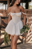 Cute A line Square Neck White Lace Homecoming Dress Summer Hoco Dresses Short Night Cocktail Dress HZ1121