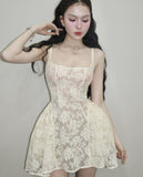 Cute Ball Gown Square White Lace Short Mini Formal 8th Grade Homecoming Dresses Middle School Cocktail Dress Hoco Outfits HZ1121