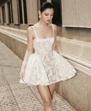 Cute Ball Gown Square Sage Green Lace Short Mini Formal 8th Grade Homecoming Dresses Middle School Cocktail Dress Hoco Outfits HZ1121
